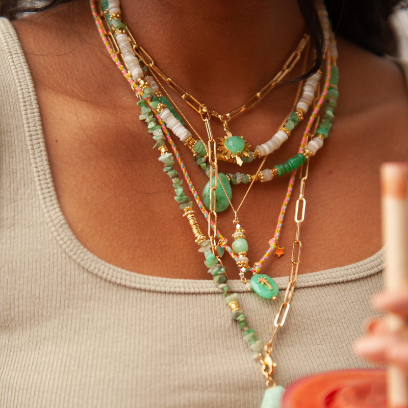 Pink chalcedony grigri cord necklace - CARLA