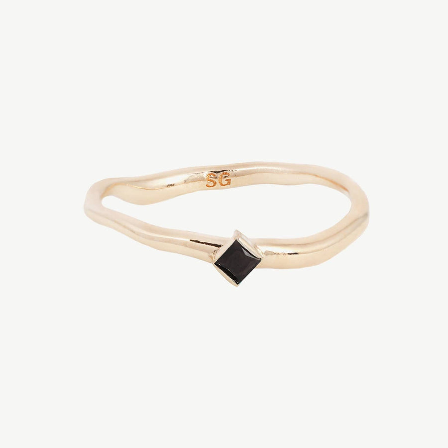 Single Cobble Gemstone Ring - Organic Band - Made in NYC