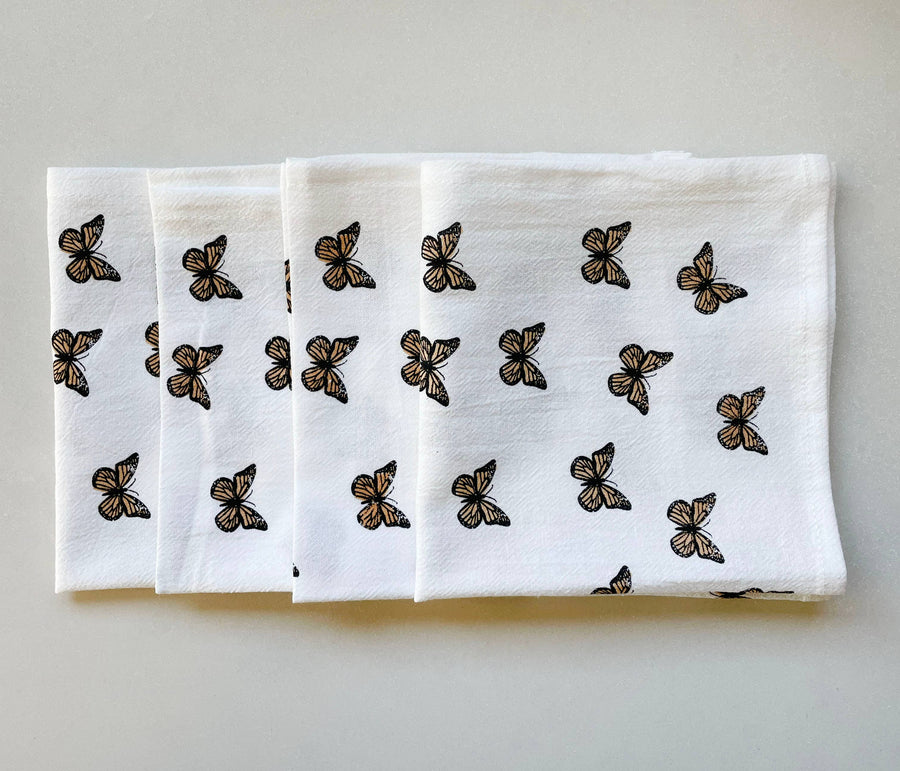 Cotton cloth napkins SET OF 4 -Butterfly