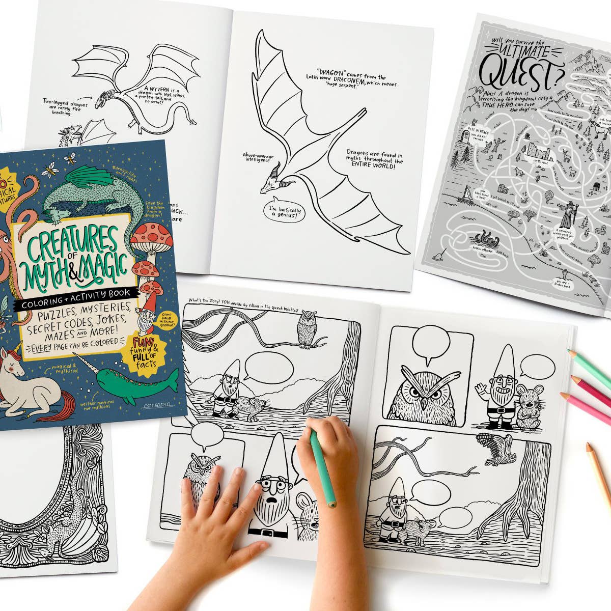 MYTH & MAGIC Coloring + Activity: Mazes, Puzzles, Jokes +