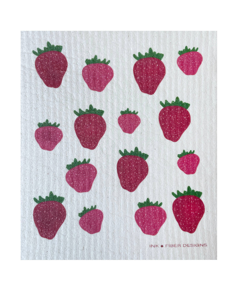 Strawberries Red Swedish Dishcloth