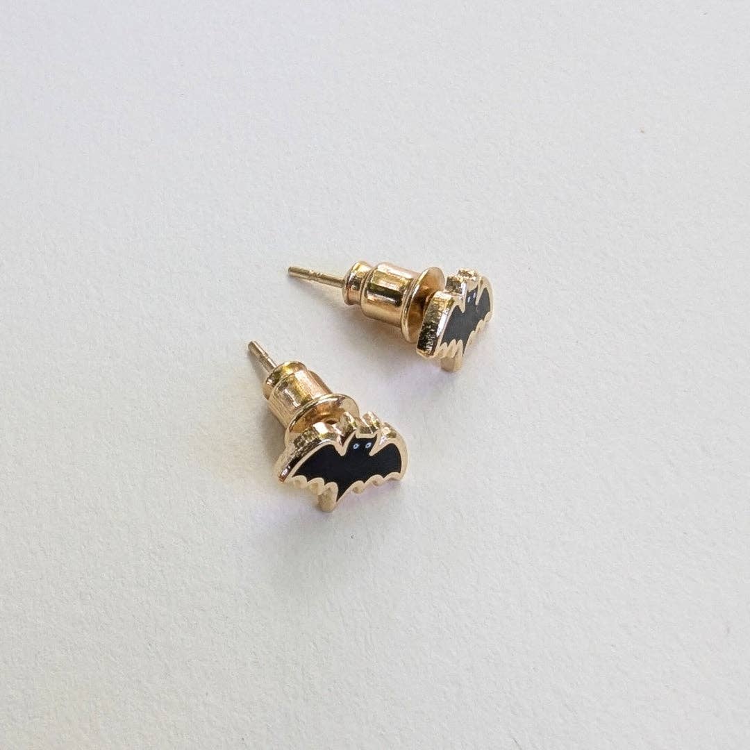 Halloween Bat Enamel Stud Tiny Earrings